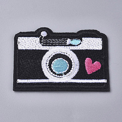 Computerized Embroidery Cloth Iron on/Sew on Patches, Costume Accessories, Camera, Black, 39x56x2mm(DIY-L031-033)