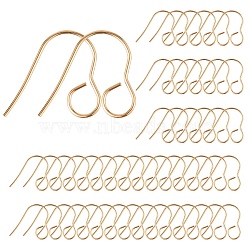 100Pcs 316 Stainless Steel Hypoallergenic French Earring Hooks, Flat Earring Hooks, Ear Wire, with Horizontal Loop, Real 18K Gold Plated, 18mm, Hole: 4.6mm, 20 Gauge, Pin: 0.7mm(JX137B)