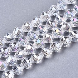 Electroplate Glass Beads Strands, AB Color Plated, Faceted, Teardrop, Clear AB, 8x8mm, Hole: 1.4mm, about 80~82pcs/strand, 24.41~25.19 inch(62~64cm)(X-EGLA-S194-04A-G01)