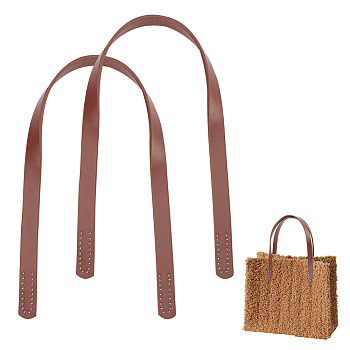 PU Imitation Leather Bag Handles, Sew on Bag Handles, Sienna, 62.4x1.9x0.35cm, Hole: 1.6mm