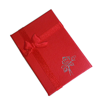 Valentines Day Presents Packages Cardboard Pendant Necklaces Boxes, with Bowknot, Rectangle, Red, 7x5x2cm
