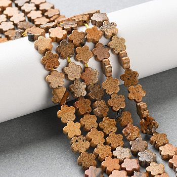 Natural Picture Jasper Beads Strands, Plum Blossom, 6~6.5x6x2.5mm, Hole: 0.7mm, about 63pcs/strand, 14.76''(37.5cm)