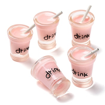 Resin Decoden Cabochons, Drink Cup, Pink, 30x18mm
