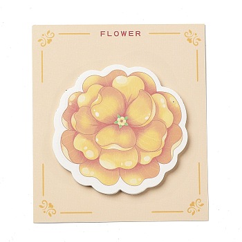 30 Sheets Camellia Shape Memo Pad Sticky Notes, Sticker Tabs, for Office School Reading, Gold, 56x57.5x0.1mm