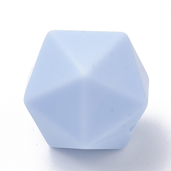 Food Grade Eco-Friendly Silicone Focal Beads, Chewing Beads For Teethers, DIY Nursing Necklaces Making, Icosahedron, Light Steel Blue, 19x18.5x18.5mm, Hole: 2mm