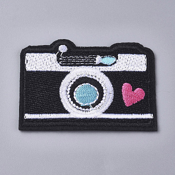 Computerized Embroidery Cloth Iron on/Sew on Patches, Costume Accessories, Camera, Black, 39x56x2mm