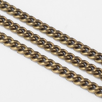 Iron Cuban Link Chains, Chunky Chains, Unwelded, with Spool, Oval, Antique Bronze, 4.5x3x1mm, about 164.04 Feet(50m)/roll