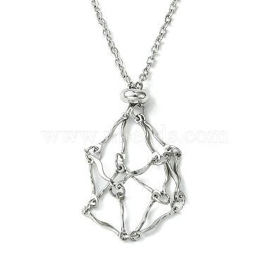 Crystal Cage Holder Necklace(NJEW-JN04604-02)-2