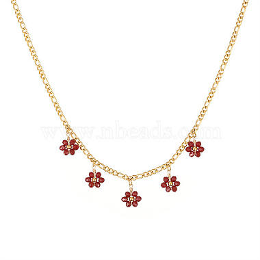 FireBrick Flower Stainless Steel Necklaces