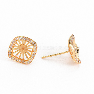 Brass Micro Pave Clear Cubic Zirconia Stud Earring Findings(KK-S356-247-NF)-3