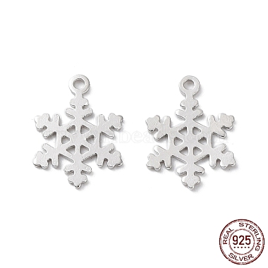 Real Platinum Plated Snowflake Sterling Silver Charms