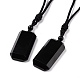 Adjustable Natural Mixed Gemstone Rectangle Pendant Necklace with Nylon Cord for Women(NJEW-L171-03)-2