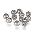 202 Stainless Steel Beads, with Rubber Inside, Slider Beads, Stainless Steel Color, 6x4.6mm, Hole: 3mm(STAS-K204-02C-P)