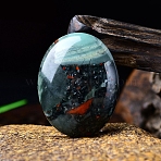 Natural African Bloodstone Oval Palm Stone Massager, Worry Stone for Anxiety Therapy, 45x35x15mm(PW-WG63539-19)