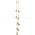 Jute Braided Pendant Decotations, with Iron Bell Charms, Platinum & Golden, 1110mm(AJEW-WH20020-325B)