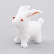 Bunny Home Decorations, Handmade Lampwork Display Decorations, 3D Rabbit, White, 20x11x21mm(LAMP-J084-28)