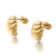 Ion Plating(IP) 304 Stainless Stell Studs Earring, Croissant, Real 18K Gold Plated, 13x13mm(EJEW-H008-02G)