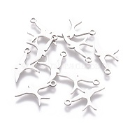 201 Stainless Steel Pendants, Bird, Stainless Steel Color, 18.5x10.6x1mm, Hole: 1.5mm(STAS-Q201-T158)