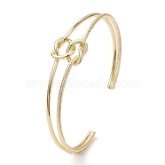 Brass Wire Wrap Knot Cuff Bangles, Long-Lasting Plated, Lead Free & Cadmium Free, Real 18K Gold Plated, Inner Diameter: 2-5/8 inch(6.55cm)(BJEW-D039-38G)