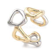 Brass Triangle Open Cuff Ring for Women, Real 18K Gold Plated & Platinum, 21mm, Adjustable(RJEW-C102-14GP)