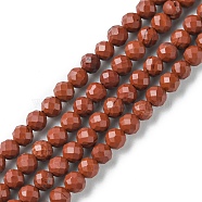 Natural Red Jasper Beads Strands, Faceted, Round, 3~3.5mm, Hole: 0.7mm, about 106pcs/strand, 15.04~15.43 inch (38.2~39.2cm)(G-F748-H01-02)