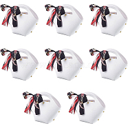 PU Leather Candy Pouches, Wedding Party Gift Bags, with Patterned Ribbon and Iron Round Brad, Handbag, White, 17x14cm(ABAG-WH0039-06B)