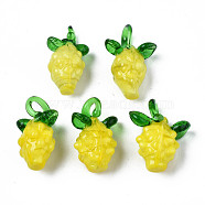 Handmade Bumpy Lampwork Pendants, Pineapple, Yellow, 23.5x10.5~11.5x13~19mm, Hole: 2.5~5x3~7mm(X-LAMP-S194-024)
