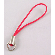 Mobile Phone Strap, Colorful DIY Cell Phone Straps, Alloy Ends with Iron Rings, Red, 6cm(X-SCW019)