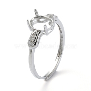 Adjustable 925 Sterling Silver Ring Components, with Cubic Zirconia, For Half Drilled Beads, Real Platinum Plated, 1.5~3mm, Inner Diameter: 18mm(STER-K179-14P)