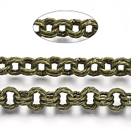 Iron Rolo Chains, Double Link Chains, Unwelded, with Spool, Textured, Antique Bronze, Link: 9x1.5mm, about 39.37 Feet(12m)/roll(CH-S125-012-AB)