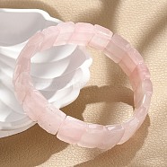 Natural Rose Quartz Gemstone Stretch Bracelets, Faceted, Rectangle, 2-3/8 inch(6cm)(BJEW-F406-B04)