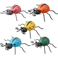 5Pcs 5 Styles Iron Ladybug Wall Decoration, for Backyard Garden Lawn Porch Wall Hanging Ornament, Mixed Color, 86~96x98~108x22.5~29.5mm, Hole: 9.6x9mm, 1pc/style(DJEW-GL0001-04)