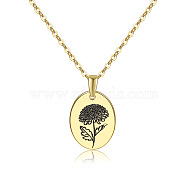 304 Stainless Steel Birth Month Flower Pendant Necklace, Floral Dainty Jewelry for Women, Golden, November Chrysanthemum, 17.72 inch(45cm)(HUDU-PW0001-034K)