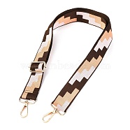 Polyester Bag Strap, with Zinc Alloy Clasps, Geometric Patterns, for Bag Replacement Accessories, Coconut Brown, 66~132x3.6cm(FIND-H214-A02)