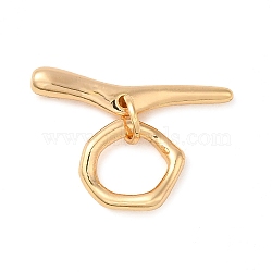 Brass Toggle Clasps, Ring, Real 18K Gold Plated, Ring: 12.5x11.5x2mm; Bar: 24x5x3.5, Hole: 1.2mm(KK-M270-02G)