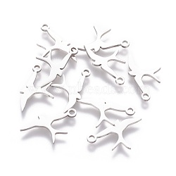 Tarnish Resistant 201 Stainless Steel Pendants, Bird, Stainless Steel Color, 18.5x10.6x1mm, Hole: 1.5mm(STAS-Q201-T158)