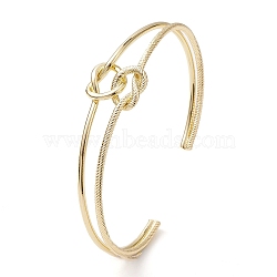 Brass Wire Wrap Knot Cuff Bangles, Long-Lasting Plated, Lead Free & Cadmium Free, Real 18K Gold Plated, Inner Diameter: 2-5/8 inch(6.55cm)(BJEW-D039-38G)
