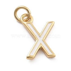 Rack Plating Brass Pendants, with Enamel and Jump Ring, Cadmium Free & Lead Free, Long-Lasting Plated, Real 18K Gold Plated, Letter, Letter X, 11.5x8x1mm, Hole: 2.5mm(KK-C065-05X-G)