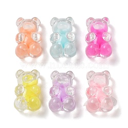 Transparent Acrylic Beads, Bear, Bead in Bead, Mixed Color, 18x11.5x8.5mm, Hole: 2.5mm(X-OACR-A027-11)