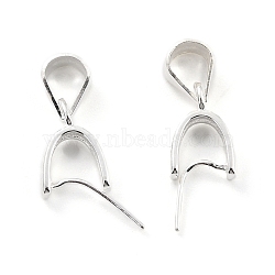 925 Sterling Silver Ice Pick Pinch Bails, Teardrop, 925 Sterling Silver Plated, 10x6x2mm, Hole: 5x4mm, Inner Diameter: 4mm, Pin: 0.4mm(STER-Z001-122S-04)