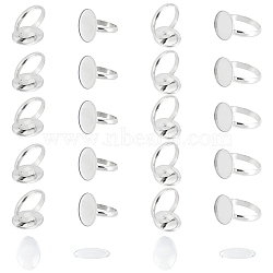 DIY Oval Glass Finger Ring Making Kit, Including 304 Stainless Steel Pad Ring Base Findings, Transparent Glass Cabochons, Stainless Steel Color, Finger Rings Components: 17.5mm, 20pcs/box(STAS-UN0032-80)