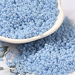 Baking Paint Glass Seed Beads, Donut, Light Blue, 8/0, 2.5~3x1~1.5mm, Hole: 1~1.2mm, about 40909pcs/1pound(SEED-P006-03A-21)