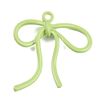 Baking Paint Alloy Pendants, Bowknot, Yellow Green, 45x42x6mm, Hole: 3mm