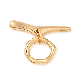 Brass Toggle Clasps, Ring, Real 18K Gold Plated, Ring: 12.5x11.5x2mm; Bar: 24x5x3.5, Hole: 1.2mm