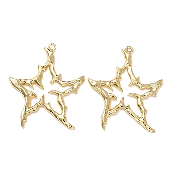 Alloy Big Pendants, Star, Rack Plating, Golden, 60x50x4mm, Hole: 2.5mm