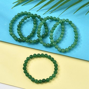 Natural Malaysia Jade(Dyed) Bead Stretch Bracelets, Round, Inner Diameter: 2-1/8 inch~2-3/8 inch(5.5~6cm), Bead: 8mm