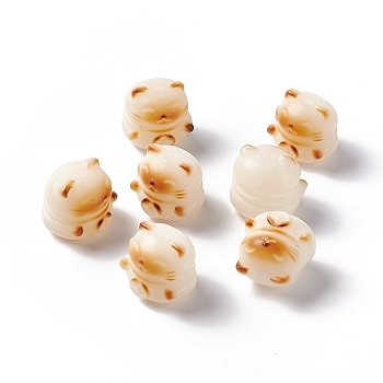 Carved Natural Bodhi Root Beads, Buddha Beads, Cat Shape, Chocolate, 18x18x16mm, Hole: 2mm