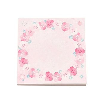 100 Sheets Flower Pattern Pad Sticky Notes, Sticker Tabs, for Office School Reading, Square, Pearl Pink, 80x80x0.1mm
