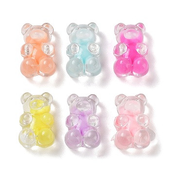 Transparent Acrylic Beads, Bear, Bead in Bead, Mixed Color, 18x11.5x8.5mm, Hole: 2.5mm