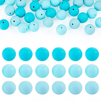 45Pcs 3 Colors Round Silicone Focal Beads, Turquoise, 15mm, Hole: 2mm, 15pcs/color